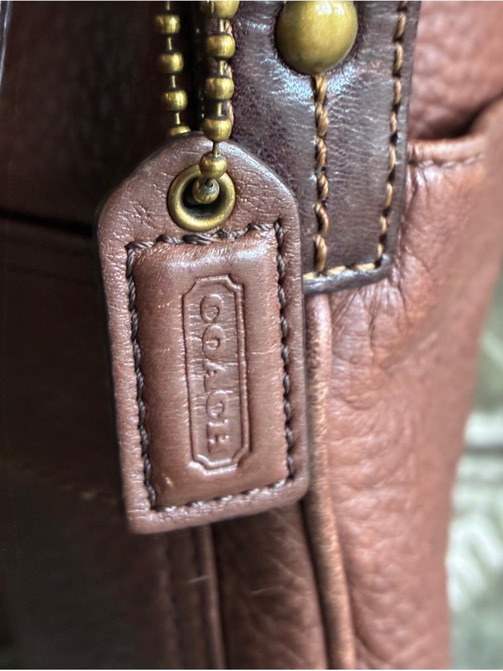 Coach Brown Pebbled Leather Crossbody Bag,Vintage Coach Crossbody Bag. - Picture 5 of 13